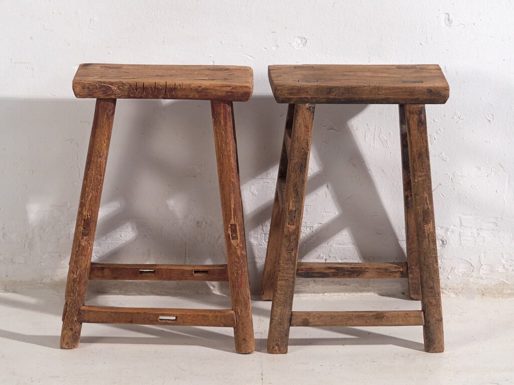Taburetes orientales antiguos (c.1900). Conjunto de 2 piezas #7