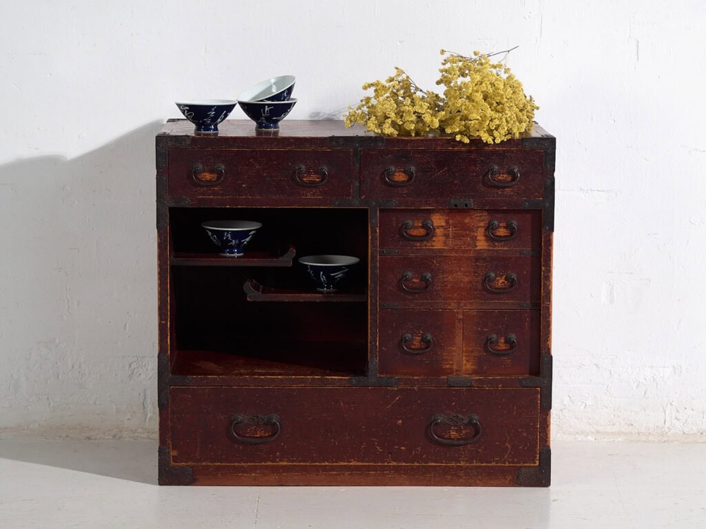 Choba-dansu japonés antiguo en madera de cedro, periodo Meiji/Taishō (c. 1890–1920) #45