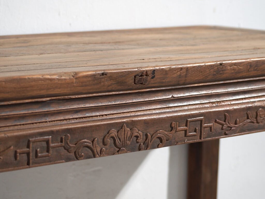Mesa banco antigua en madera de pino – China, circa 1900