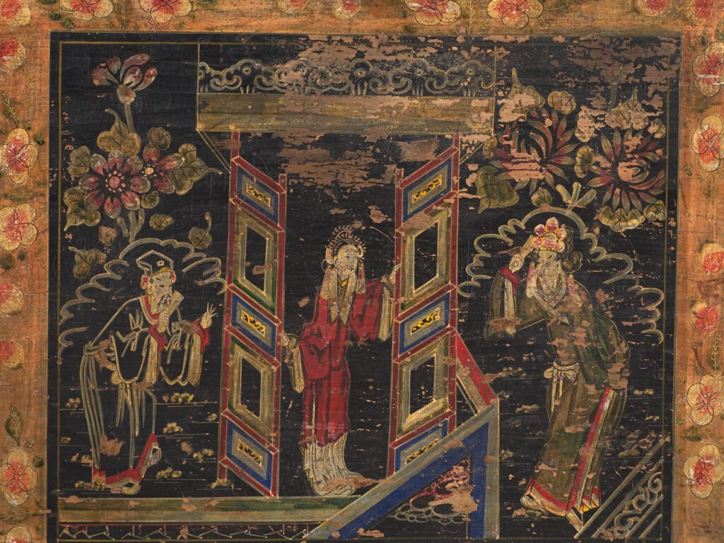 Baúl antiguo pintado en madera de pino – China, circa 1900