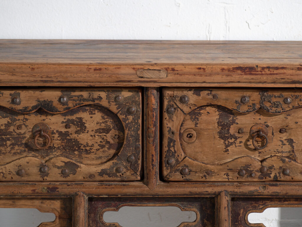 Antique console table in pine with two drawers – China, circa 1930