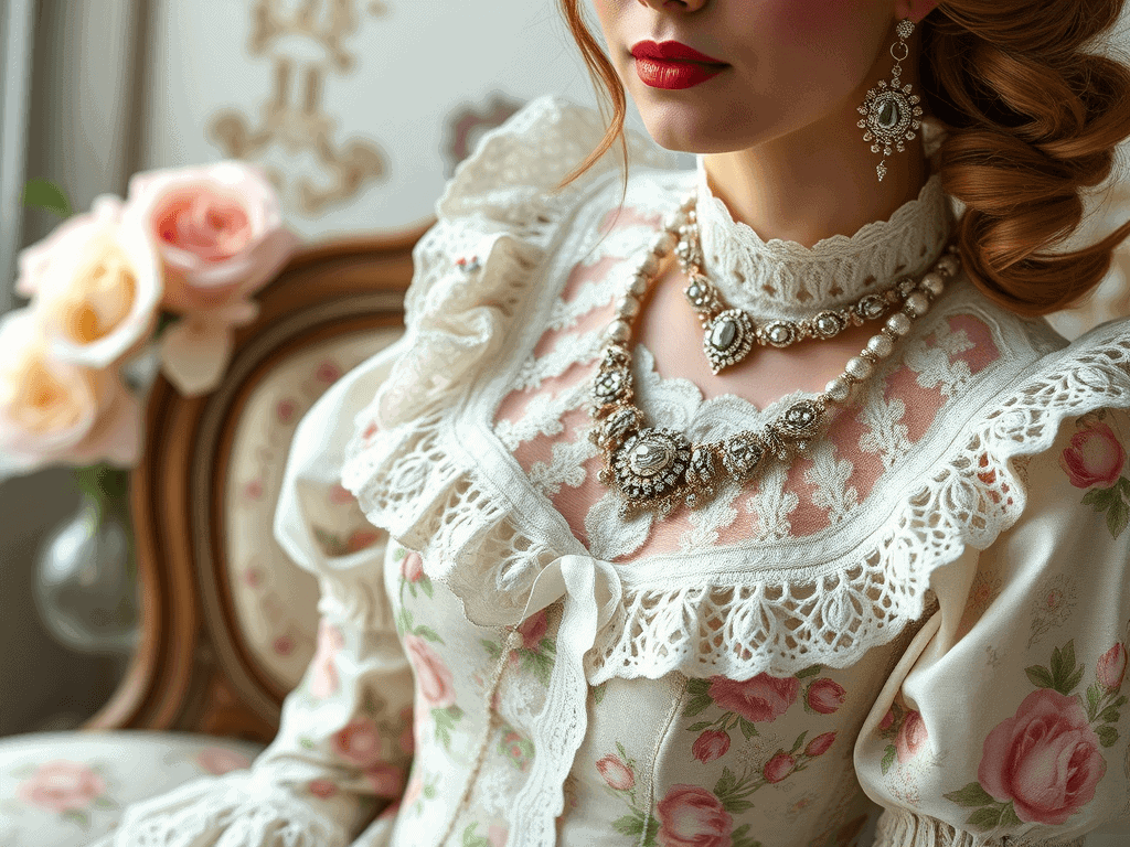 Egyptská drátková šperková sada s perlovými náhrdelníky a náušnicemi, detailní záběr elegantního oblečení a romantického stylu, ideální pro milovníky vintage a boho šperků.