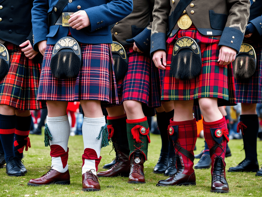 Barefoot, tradiční skotské kroje, Highland dress, skotské kroje, skotské sukně, tradiční skotská móda, skotské kroje na festivalu, skotským kroje detail, skotské kroje a klobouky, skotské kroje v přírodě, skotské kroje na veřejnosti.