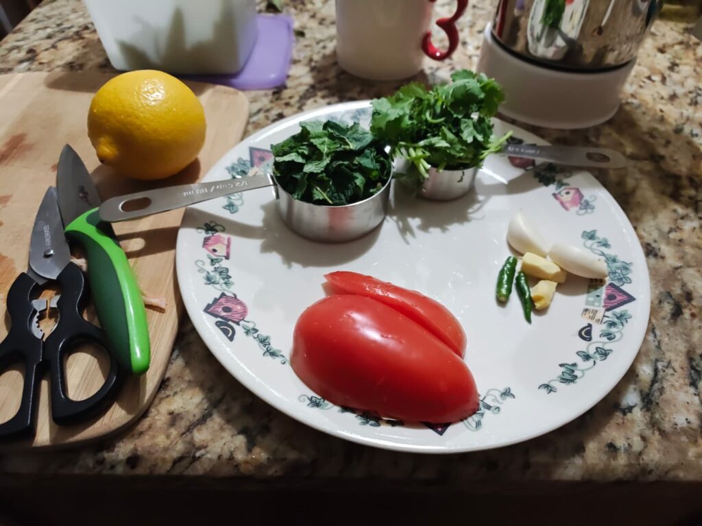 Mint chutney ingredients