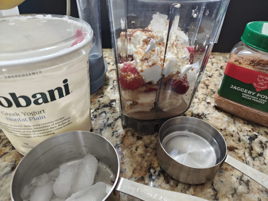 Smoothie blender yogurt and jaggery