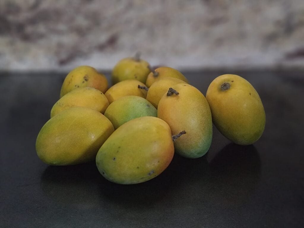 Ripe mangoes in a pile