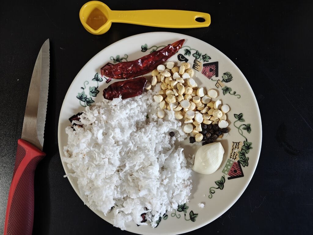 Coconut thuvaiyal ingredients