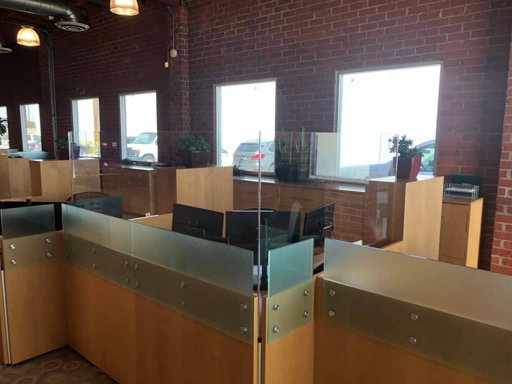 pastic protective shields for the office lobby