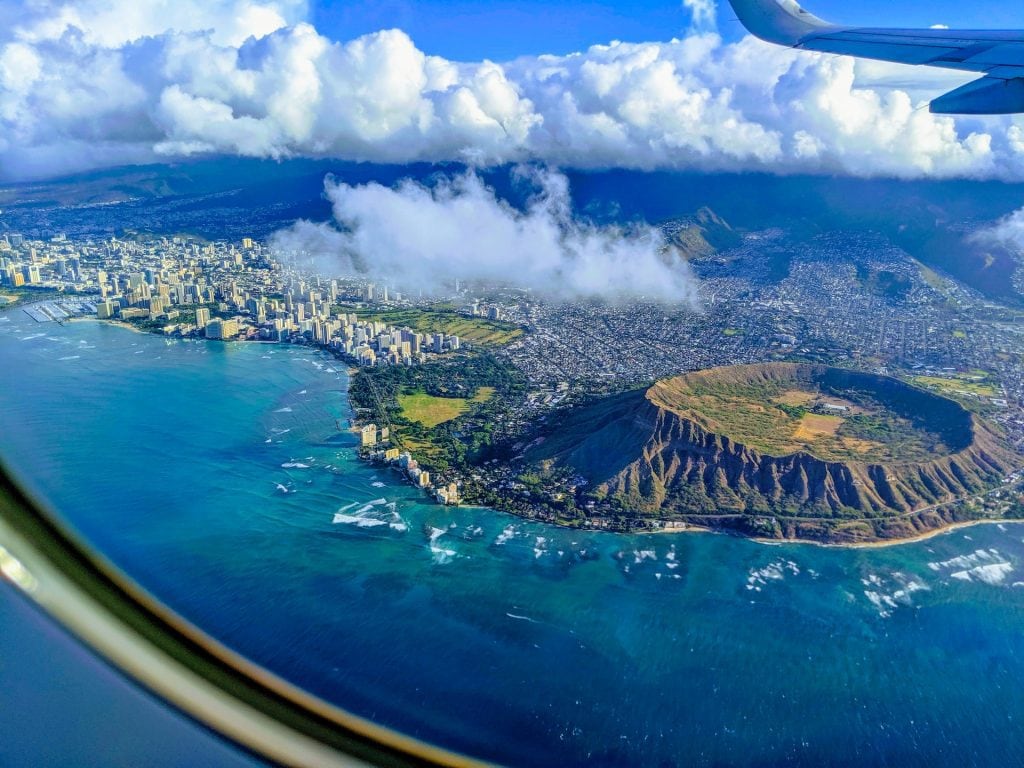 Diamond Head aus dem Flugzeug
