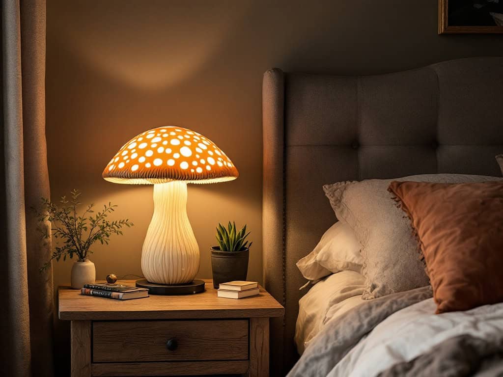 mushroom bedroom side table lamp
