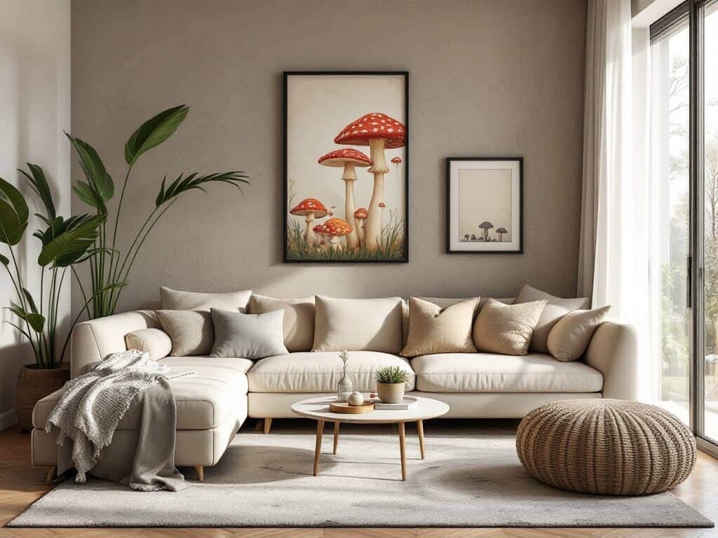 mushroom decor in living room
