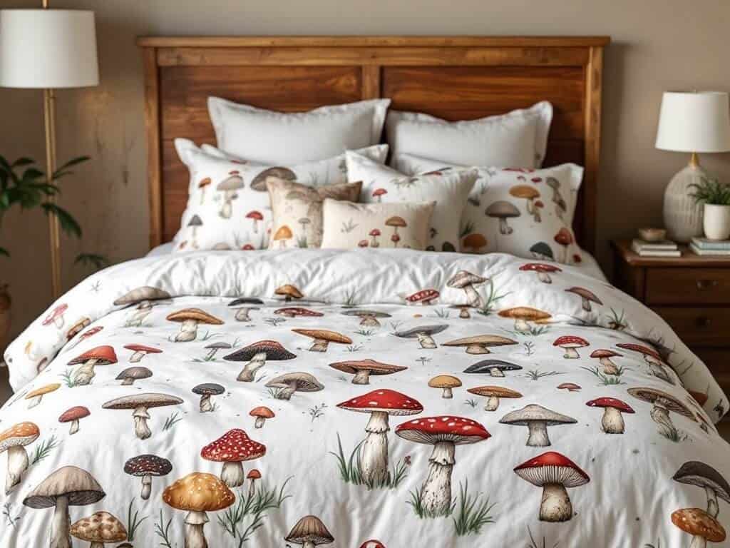 mushroom duvet on bed