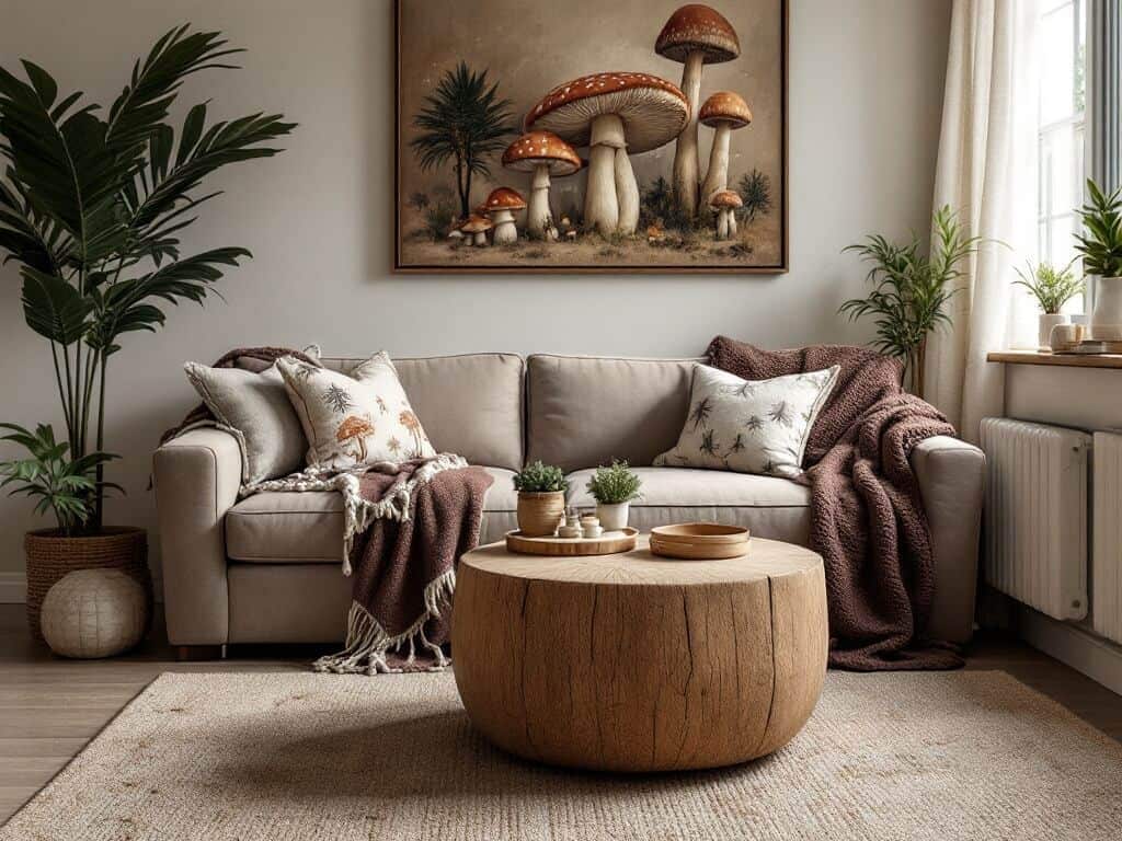 mushroom inspired living room