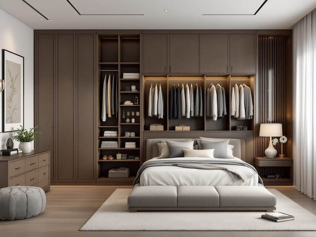 luxury bedroom brown accents
