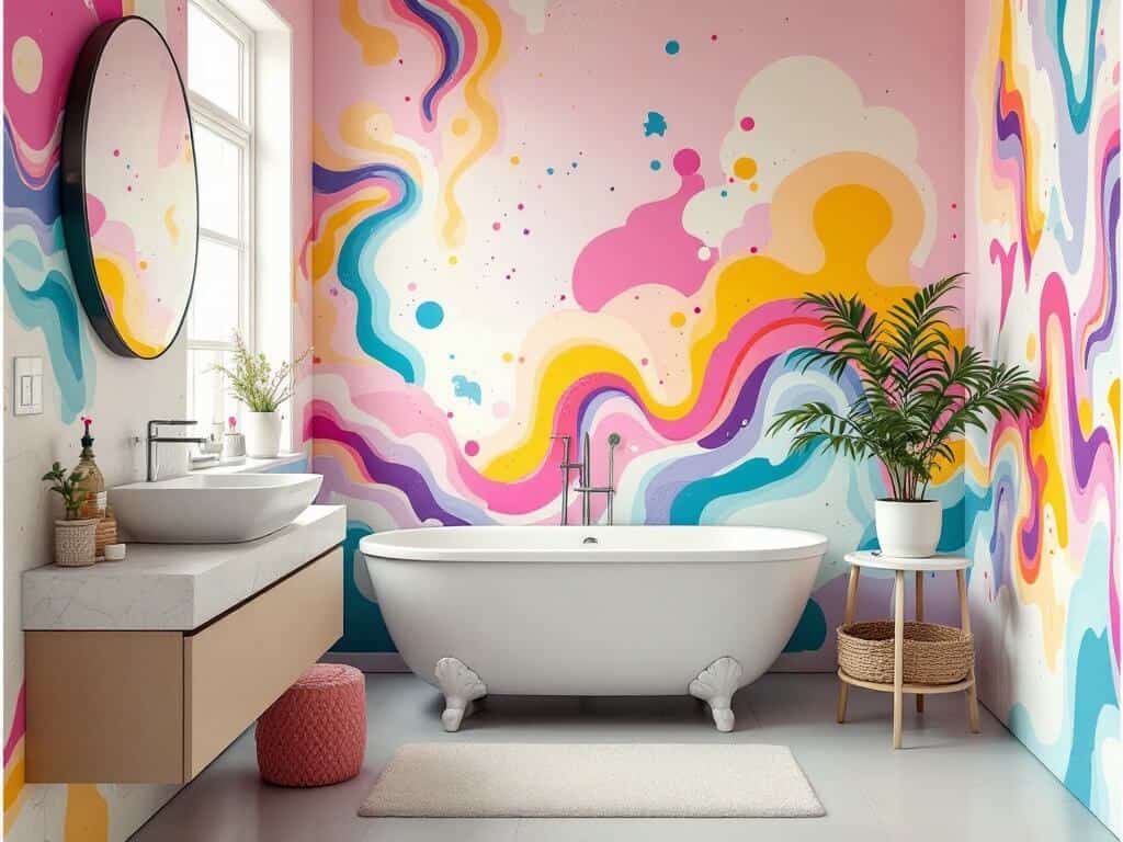 dopamine decor - bathroom - bright, bubbly, colorful and bold