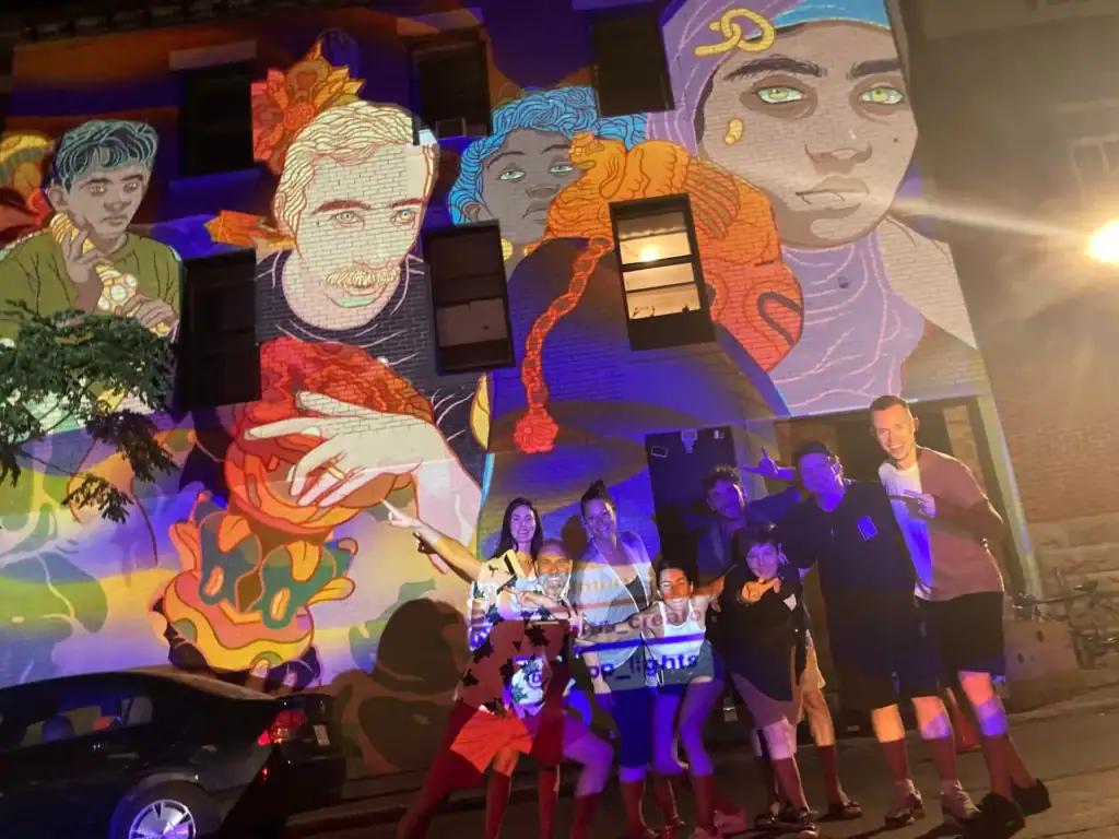 street art projection mapping on building