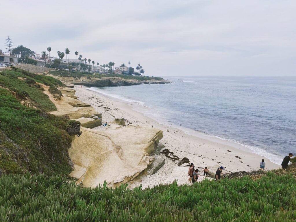 A Beach in San Diego with People Walking