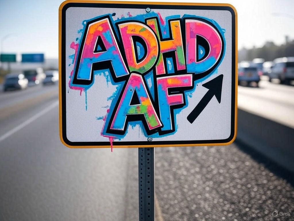 a sign with graffiti on it Welcome to ADHD Neurocurious Playground