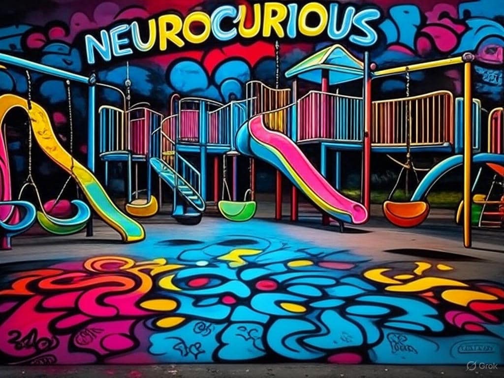 a colorful playground with a colorful graffiti Neur