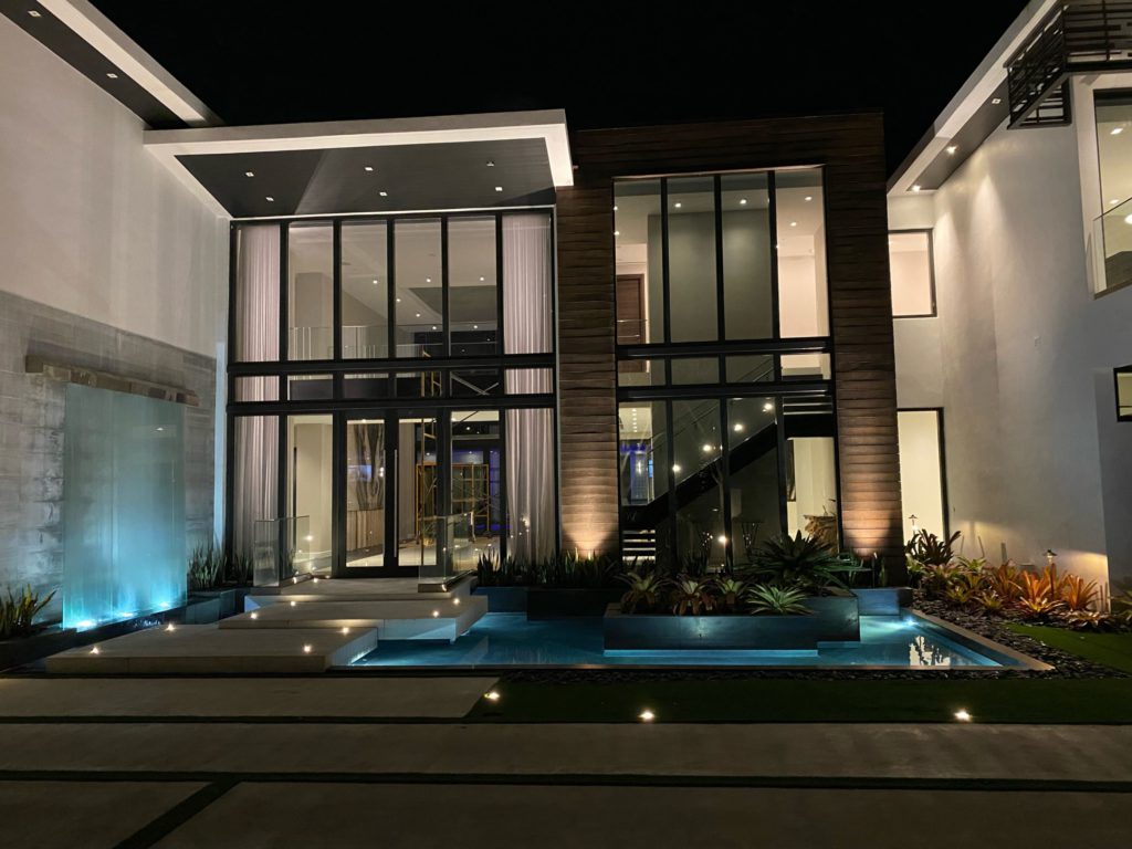 Contemporary house showing outdoor lighting