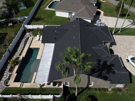House with Dual black Shingles