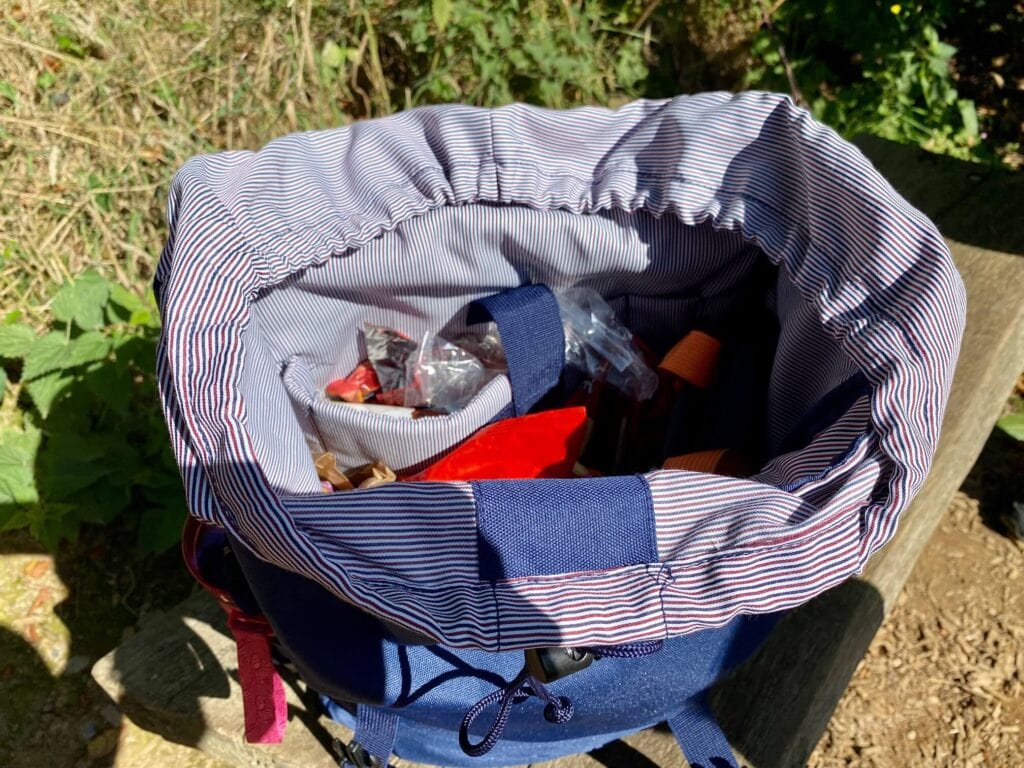 inside the Lance Navy Backpack