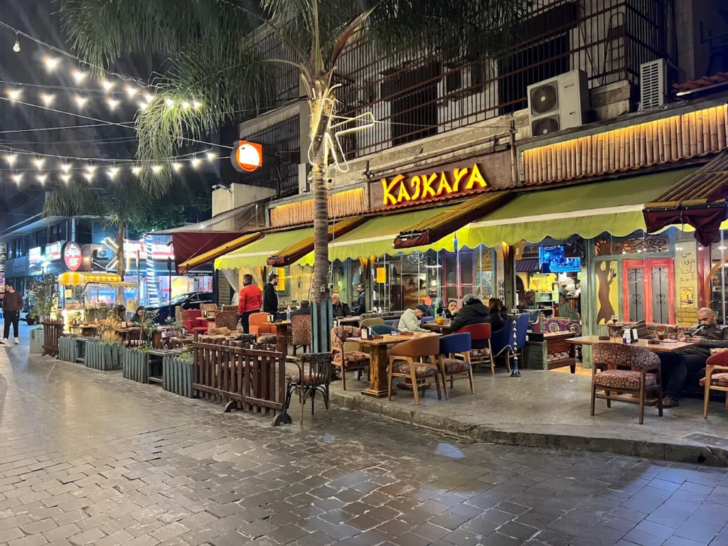 Traditional interior of Ka3kaya shisha café in Hamra, Beirut.