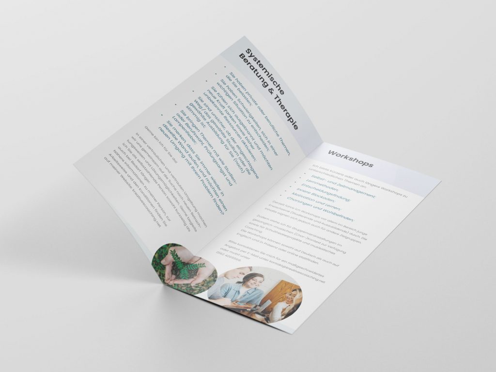 Ansicht Flyer offen für Simone Gysel Wiederhold