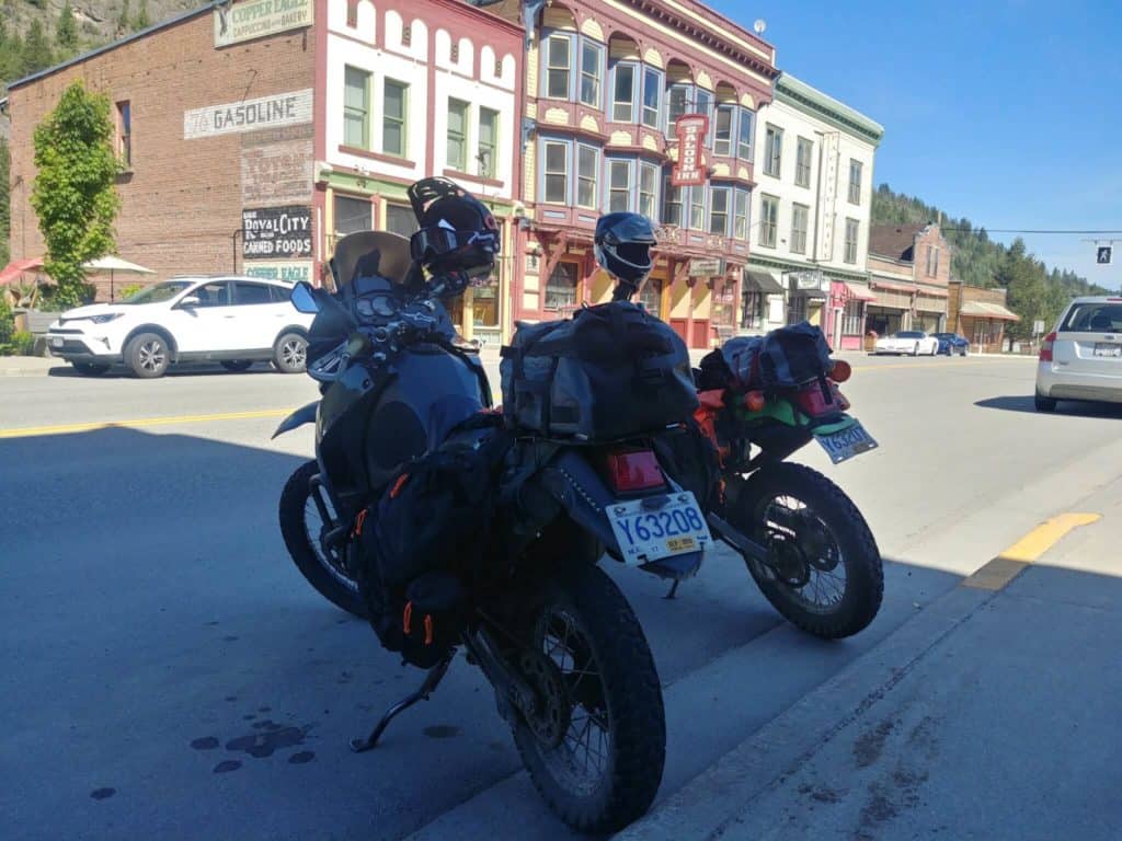 Motorcycle in front of Copper Eagle in Greenwood