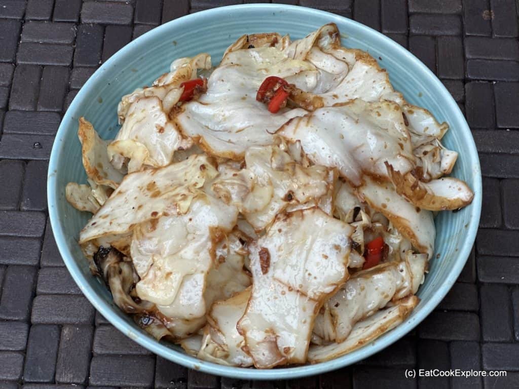 Stir fried hand torn cabbage 6 Hand torn stir fry cabbage