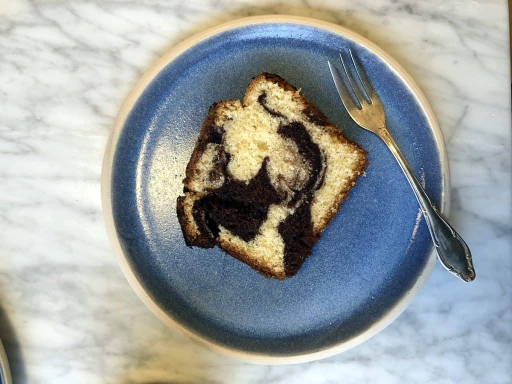 Chocolate and vanilla marble loaf cake 
