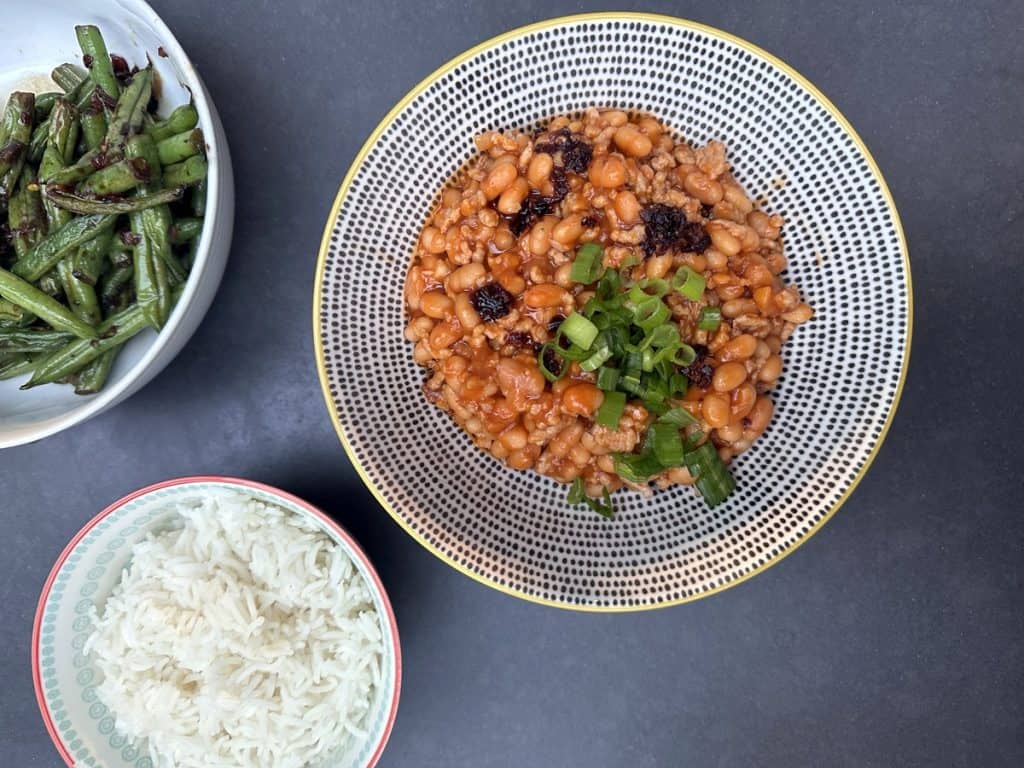 Chinese baked beans and minced pork 