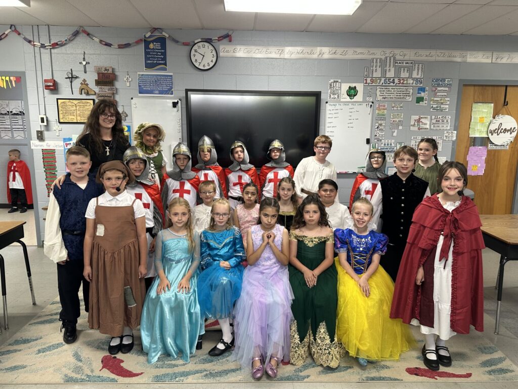 Jennifer Lutz with her 3rd and 4th grade before the 2026 Spring Musical at Martin Luther School Joplin MO