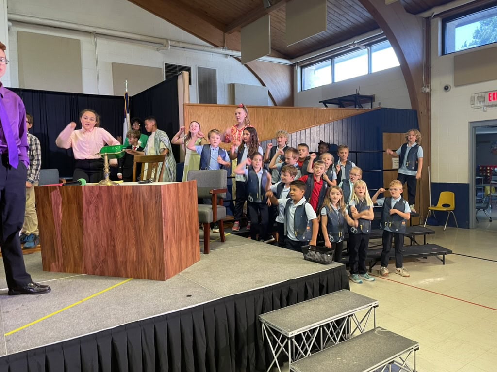 Order in the Court cast members at Martin Luther School