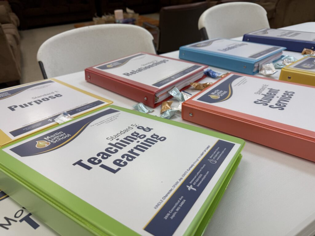NLSA accreditation Joplin - accreditation binders at Martin Luther School