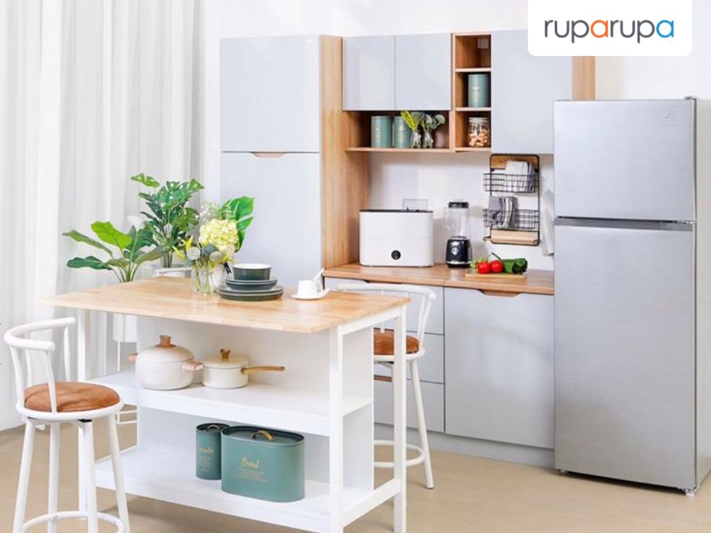 inspirasi dapur terbuka dengan tirai