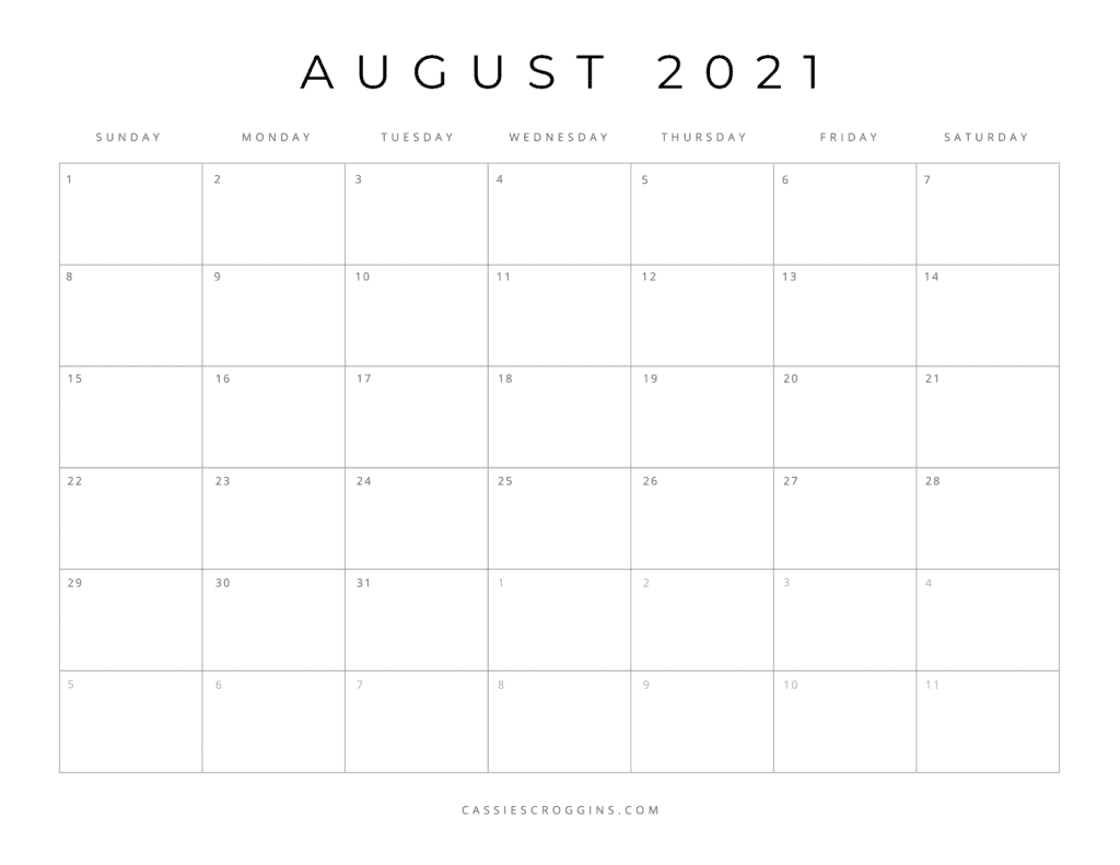 august 2021 free printable calendar page