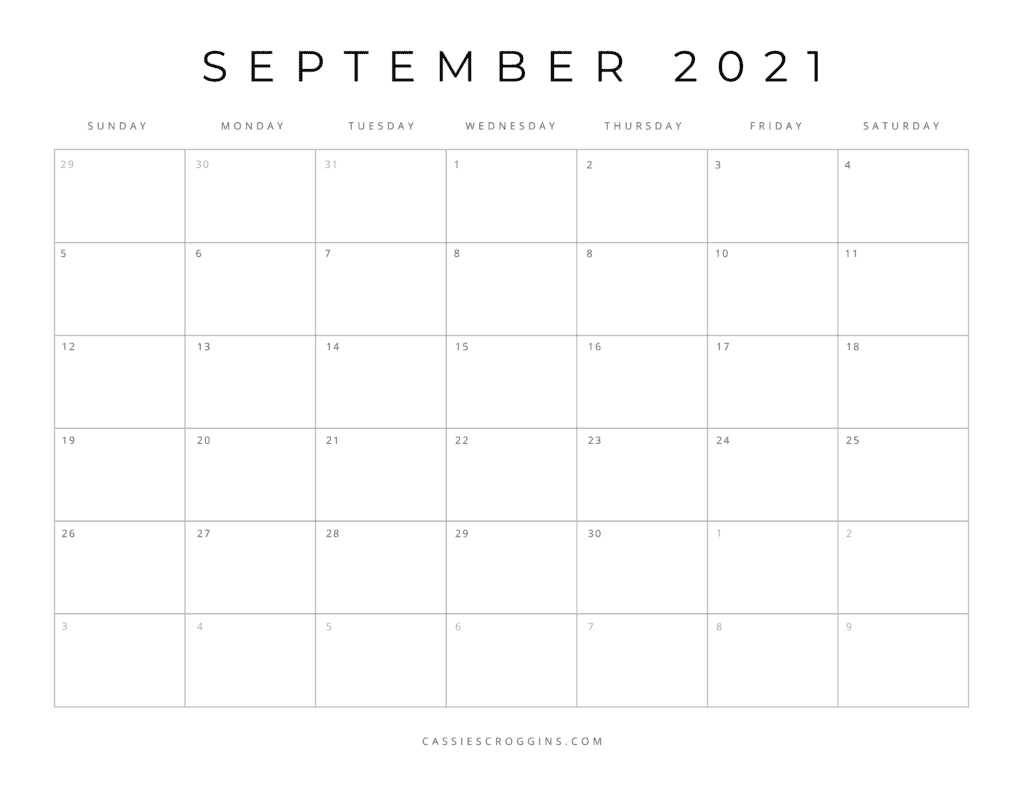 september 2021 free printable calendar page