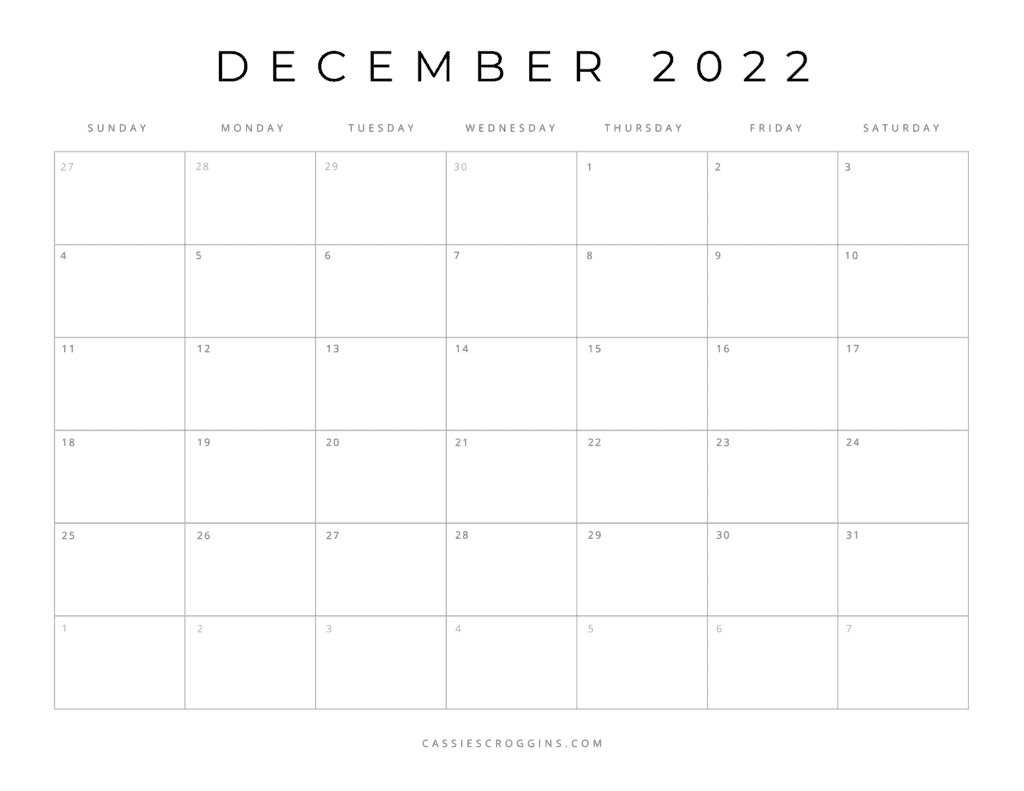 Free Printable 2022 Blank Calendar Templates (All 12 Months) - Cassie Scroggins