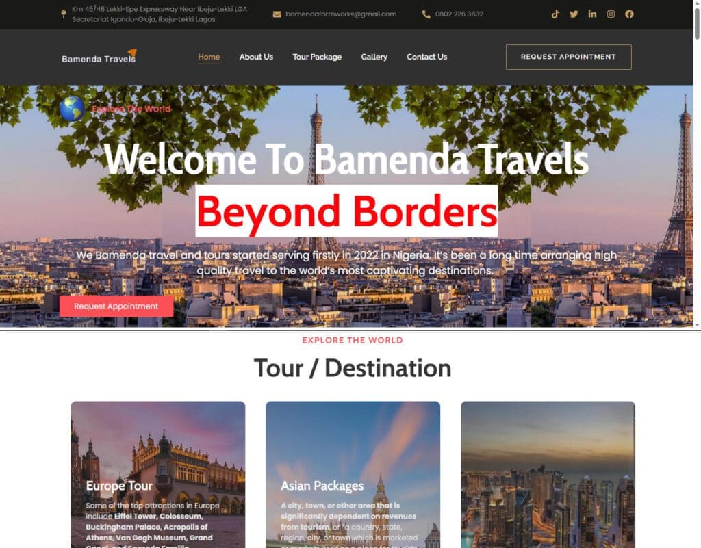 Travel agency website design development