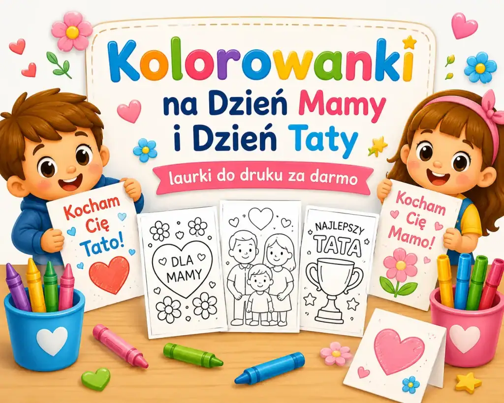 Kolorowanki na Dzień Mamy i Dzień Taty – laurki do druku za darmo