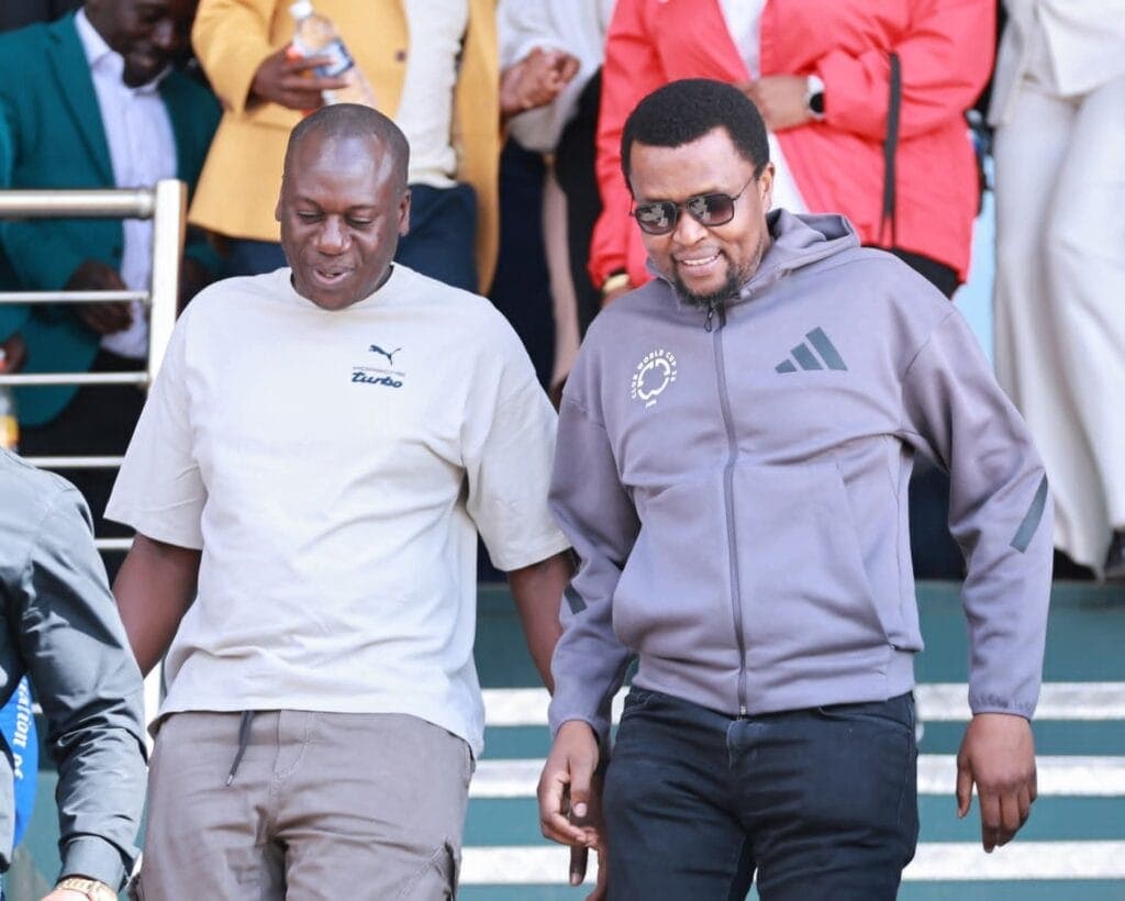 Shepherd Chahwanda & Nqobile Magwizi during a tour at Chahwanda Stadium