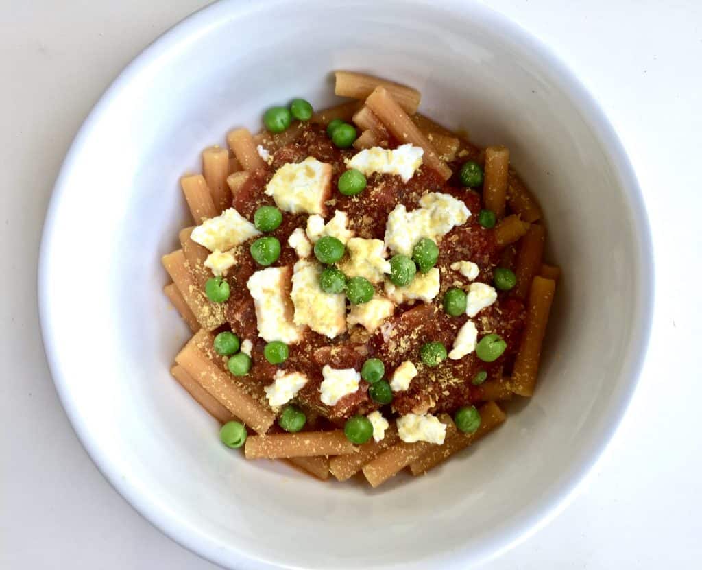 Eat Healthy on a Budget - Creamy Lentil Pasta Goat Cheese and Greens