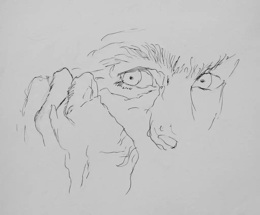 pencil drawing of myself, autoportrait executed in Hannover before leaving to France