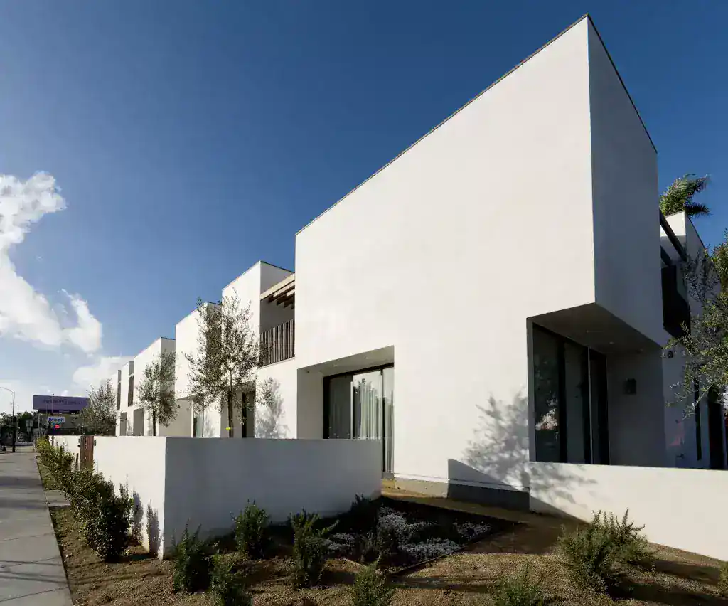 Modern residential townhouses.