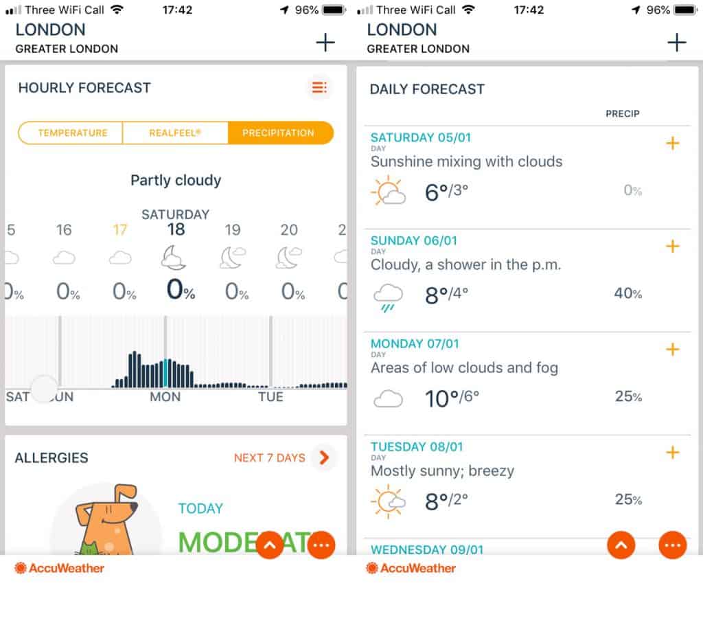 Accuweather app