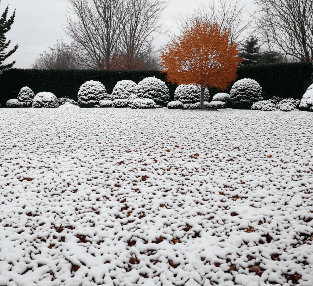 Winnipeg landscaping winter lawn care – fall leaves under snow