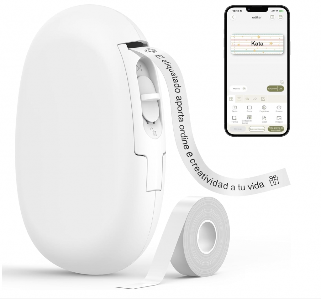 etiquetadora para blutooth blanca pequeña y portatil para movil