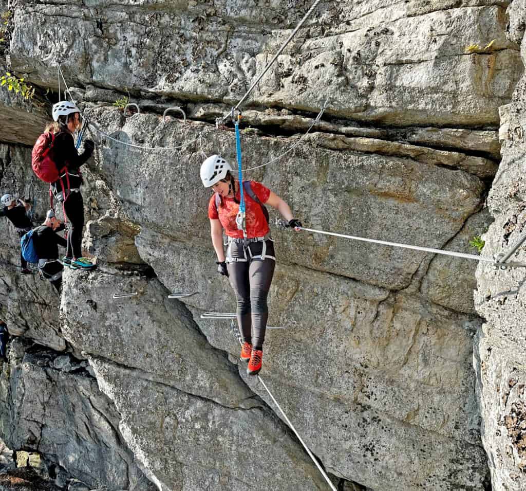 People Challenging Themselves to the Via Ferrata in New York