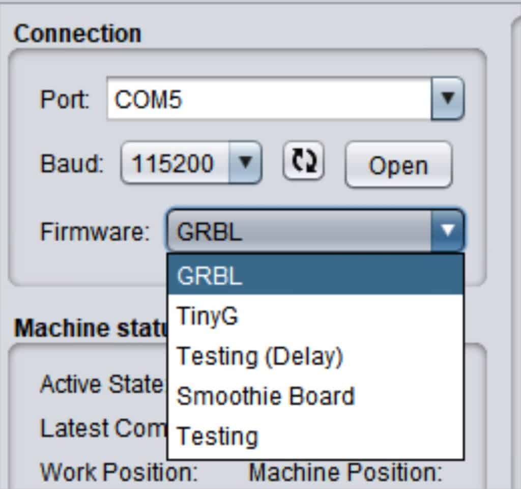 Universal Gcode Sender connection window